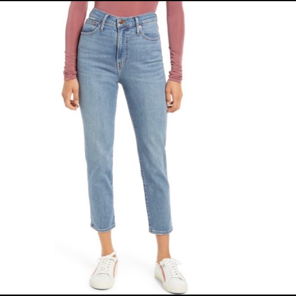 Madewell the perfect vintage jean stretch high rise crop ankle light wash